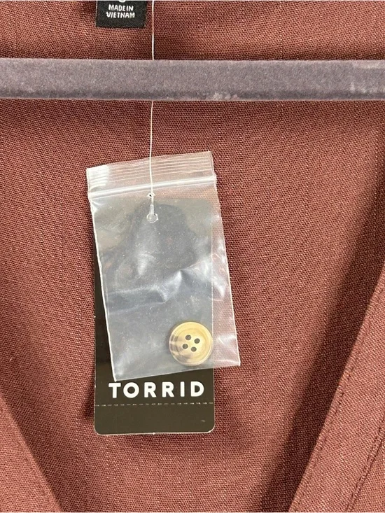 Torrid Romper Womens 3X Brown Rayon Slub Button Front V-Neck Tie Waist Pockets - Picture 4 of 16